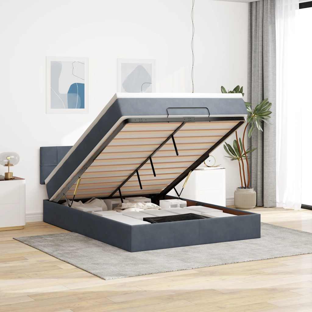 Osmanský Rám Postele S Matrací 80X200Cm Samet Tmavě Šedá