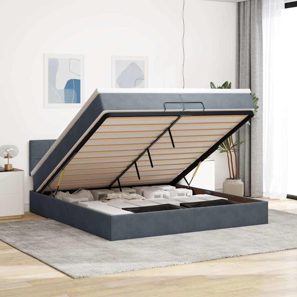 Osmanský Rám Postele S Matrací 80X200Cm Samet Tmavě Šedá