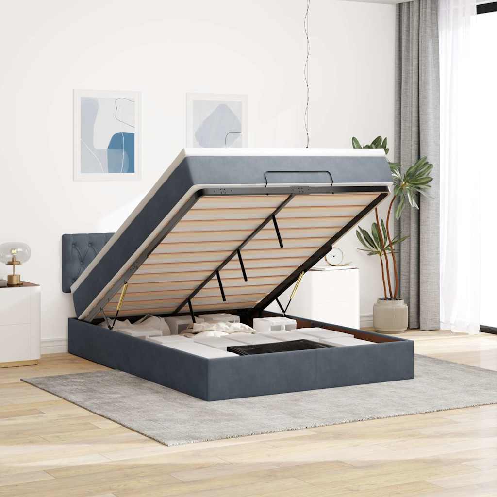Osmanský Rám Postele S Matrací 80X200Cm Samet Tmavě Šedá