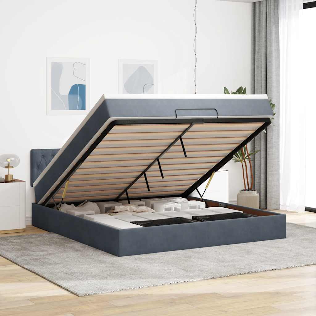 Osmanský Rám Postele S Matrací 80X200Cm Samet Tmavě Šedá