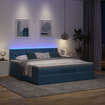Osmanská Postel S Matracemi A Led Diodami Tmavě Modrá 200X200Cm