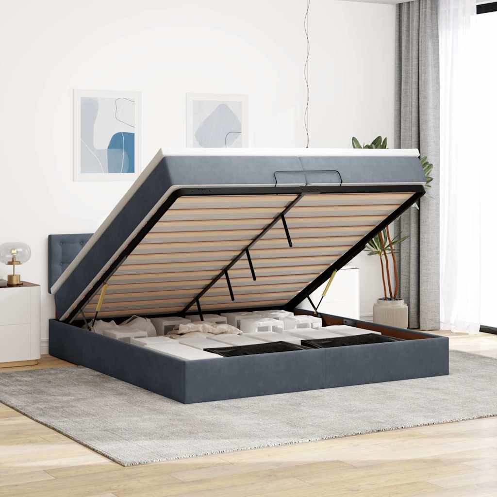 Osmanský Rám Postele S Matrací 80X200Cm Samet Tmavě Šedá