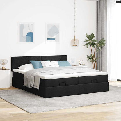Osmanský Rám Postele S Matrací Černá 160X200Cm Textil
