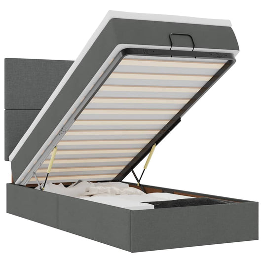 Osmanský Rám Postele S Matrací 90X190Cm Textil Tmavě Šedá