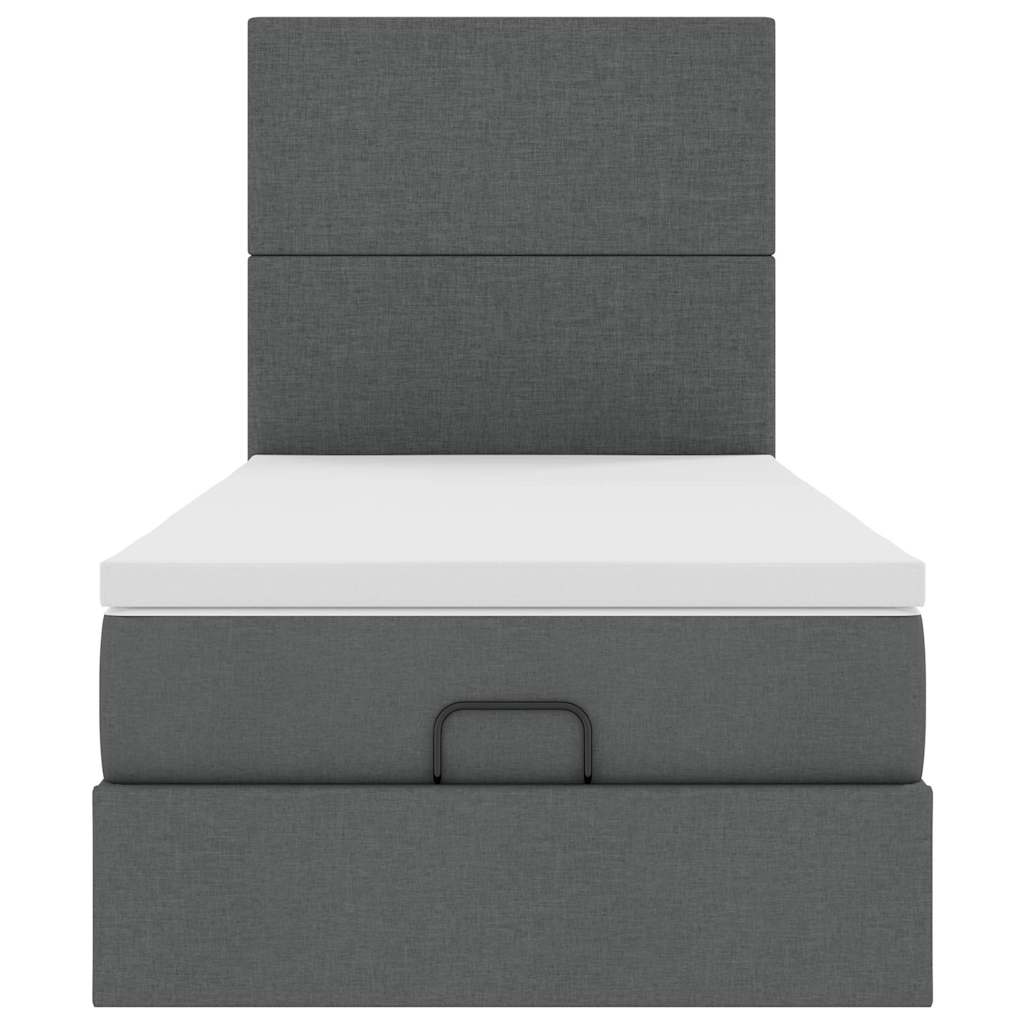 Osmanský Rám Postele S Matrací 90X190Cm Textil Tmavě Šedá