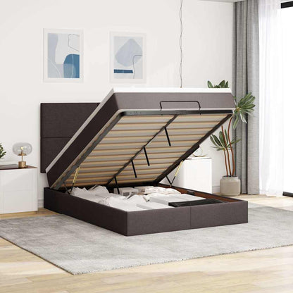 Osmanský Rám Postele S Matrací Tmavě Šedá 90X190Cm Textil Tmavě Hnědá