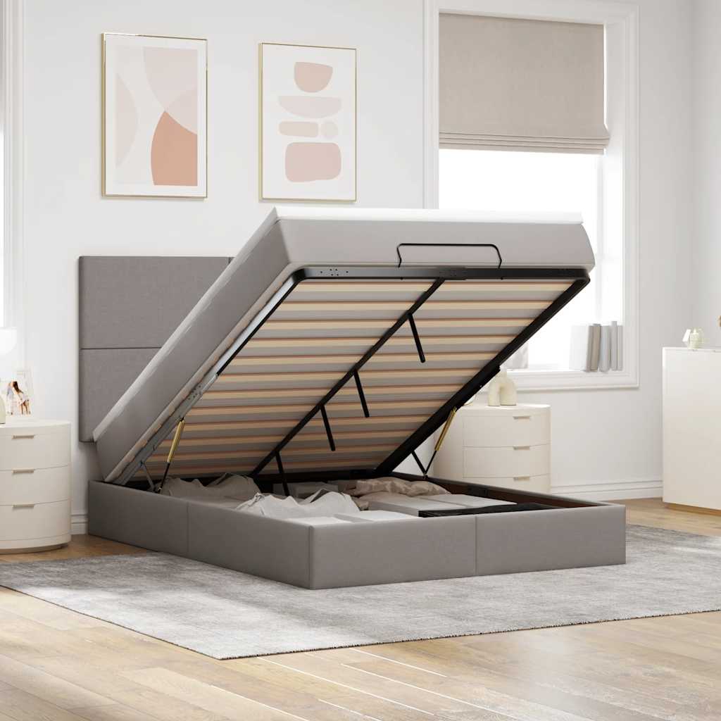 Osmanský Rám Postele S Matrací 90X190Cm Textil Taupe