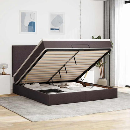 Osmanský Rám Postele S Matrací Tmavě Šedá 90X190Cm Textil Tmavě Hnědá