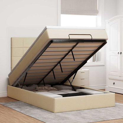 Osmanský Postel S Matrací Krémově Textil Krémová