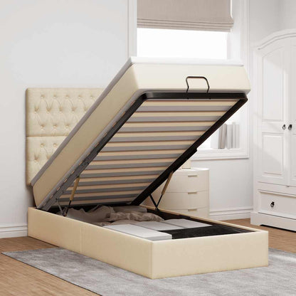 Osmanský Postel S Matrací Krémově Textil Krémová