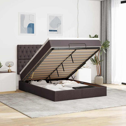 Osmanský Rám Postele S Matrací Tmavě Šedá 90X190Cm Textil Tmavě Hnědá