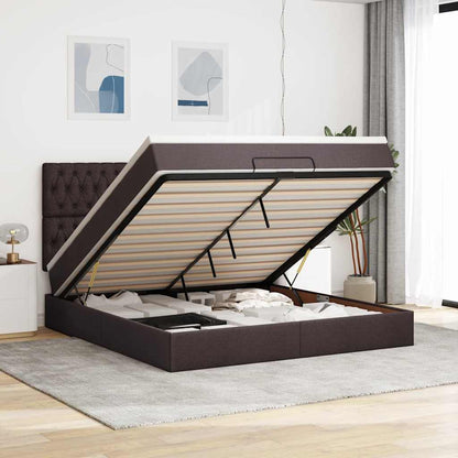 Osmanský Rám Postele S Matrací Tmavě Šedá 90X190Cm Textil Tmavě Hnědá