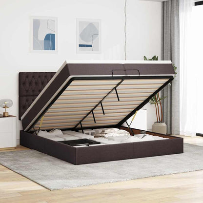 Osmanský Rám Postele S Matrací Tmavě Šedá 90X190Cm Textil Tmavě Hnědá