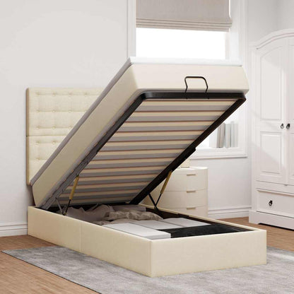 Osmanský Postel S Matrací Krémově Textil Krémová