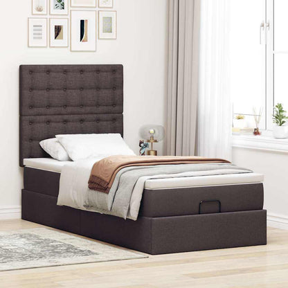 Osmanský Rám Postele S Matrací Tmavě Šedá 90X190Cm Textil Tmavě Hnědá