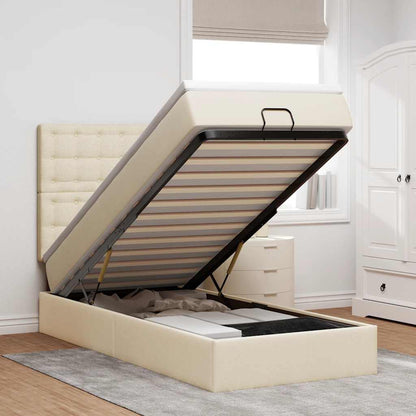 Osmanský Postel S Matrací Krémově Textil Krémová