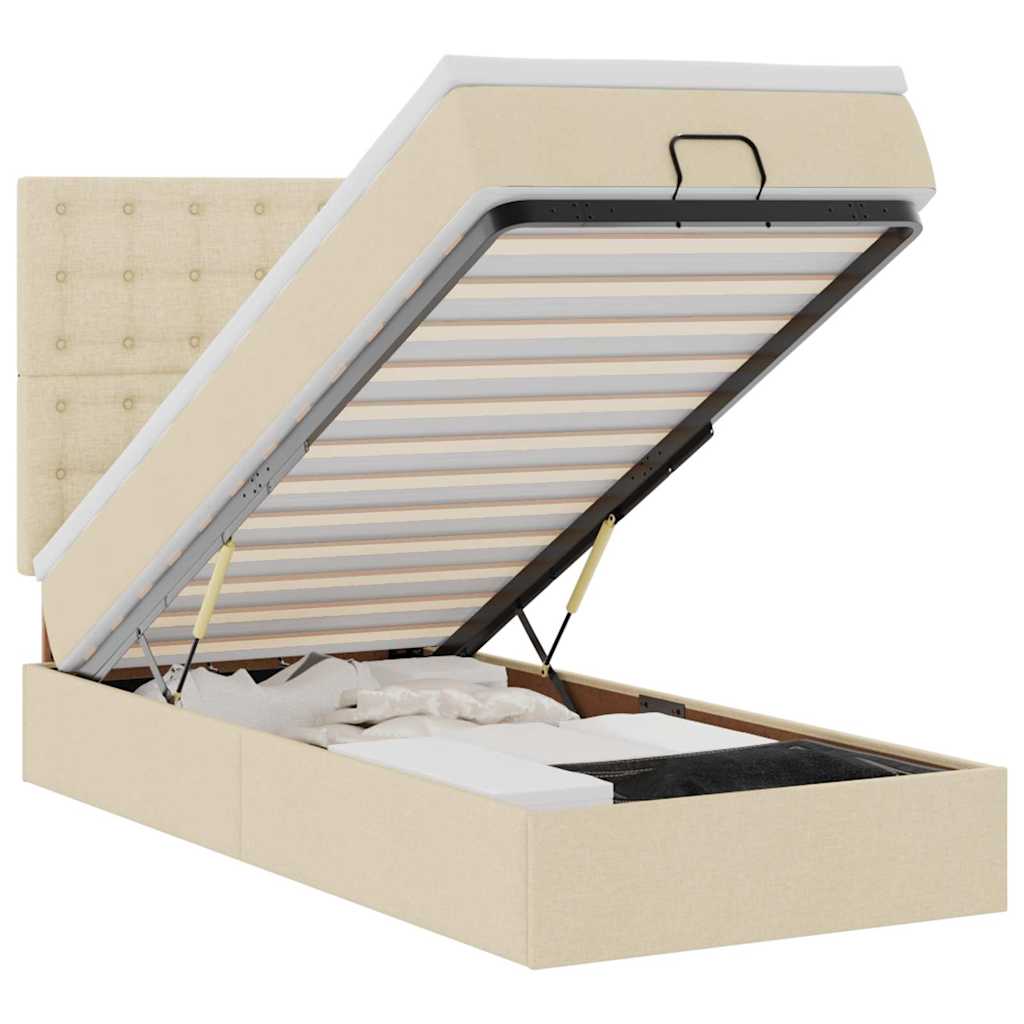 Osmanský Postel S Matrací Krémově Textil Krémová