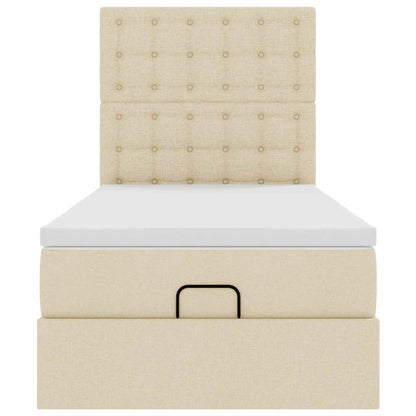 Osmanský Postel S Matrací Krémově Textil Krémová