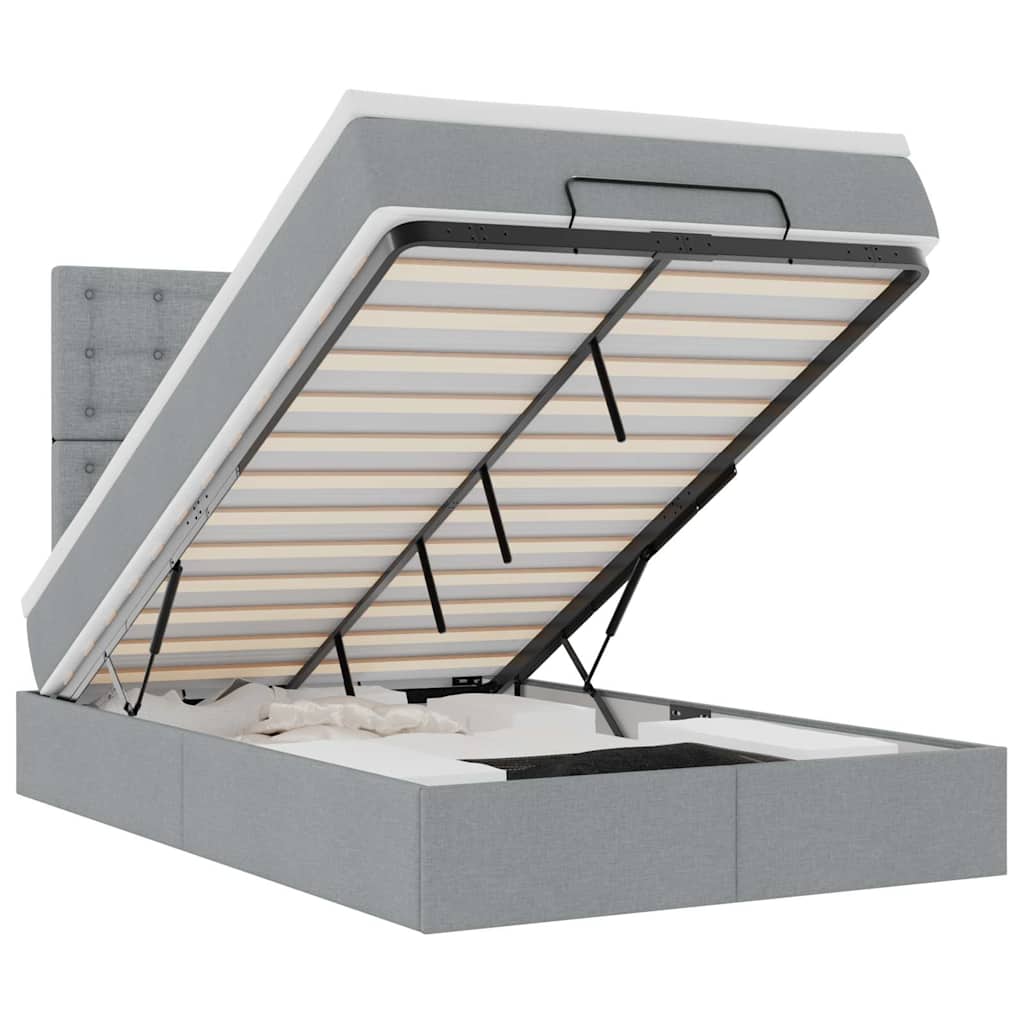 Osmanský Rám Postele S Matrací Textil Světle Šedá