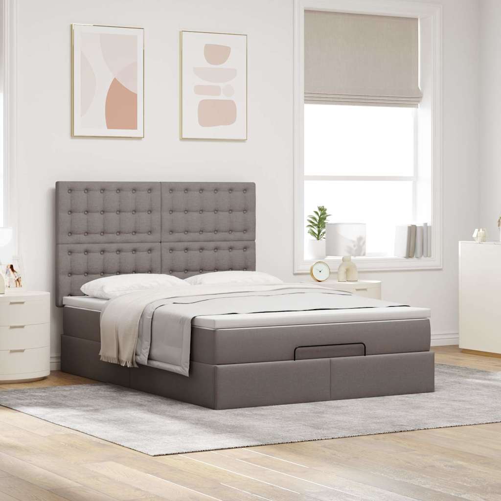Osmanský Rám Postele S Matrací Taupe 140X190Cm Textil