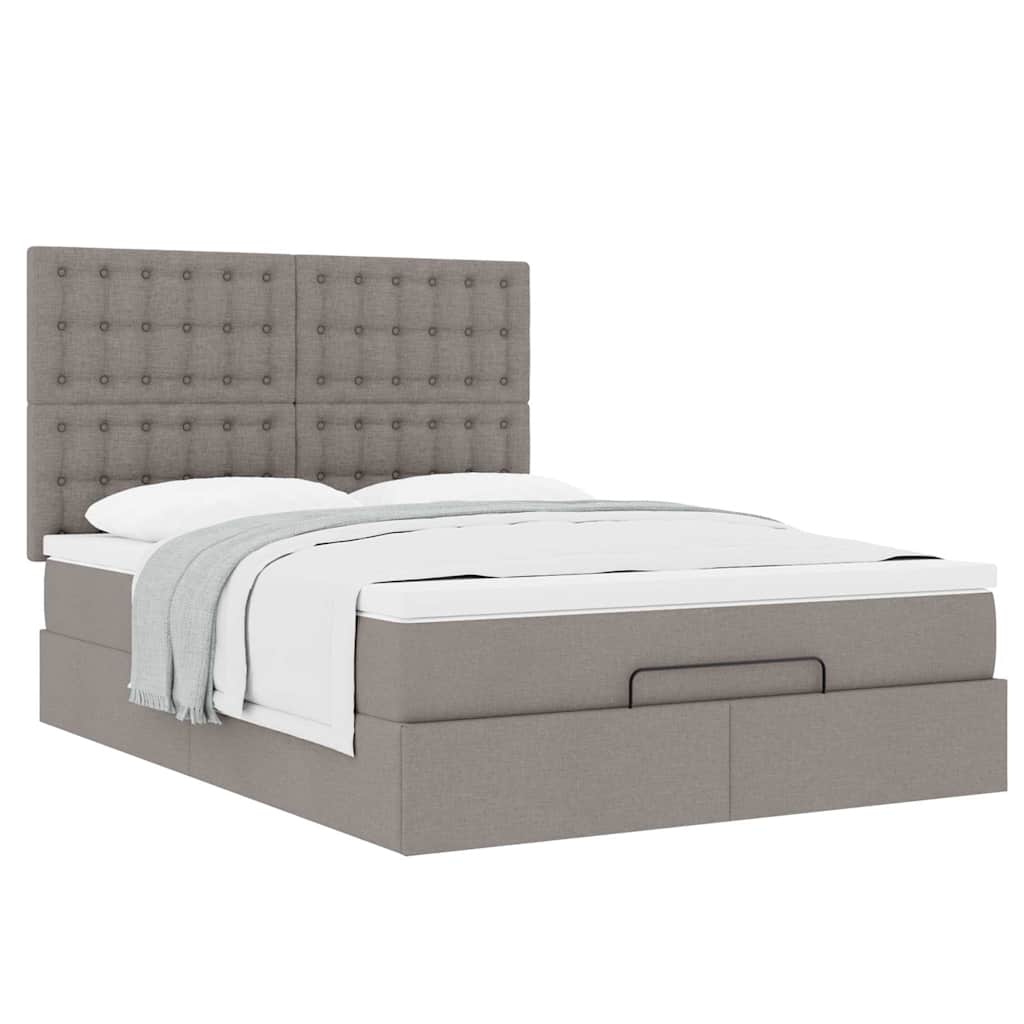 Osmanský Rám Postele S Matrací Taupe 140X190Cm Textil