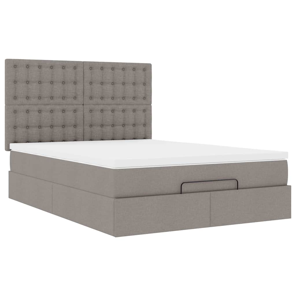 Osmanský Rám Postele S Matrací Taupe 140X190Cm Textil