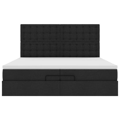 Osmanský Rám Postele S Matrací Černý 200X200Cm Textil Černá