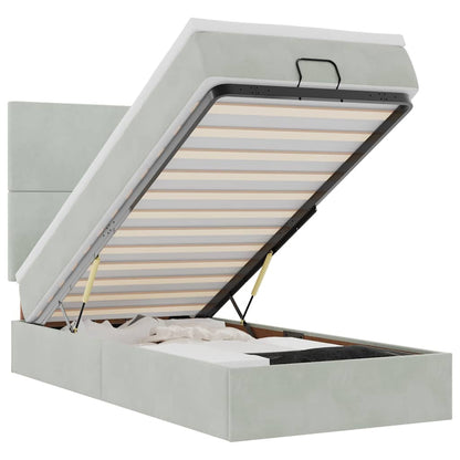 Osmanský Rám Postele S Matracemi 80X200Cm Samet Světle Šedá