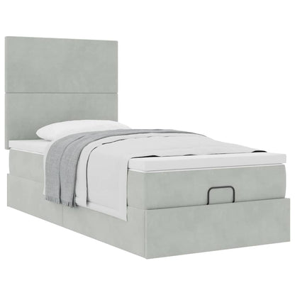 Osmanský Rám Postele S Matracemi 80X200Cm Samet Světle Šedá