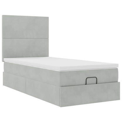 Osmanský Rám Postele S Matracemi 80X200Cm Samet Světle Šedá