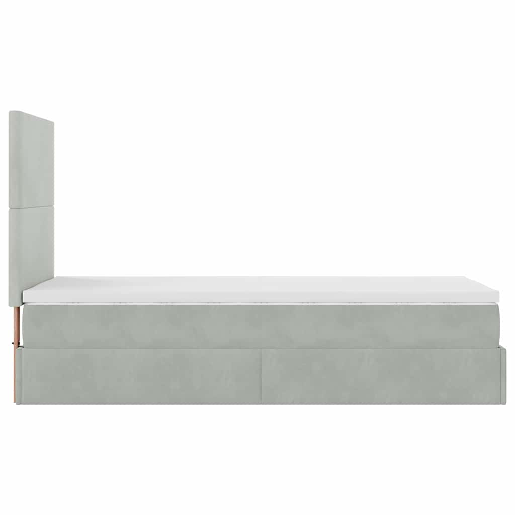 Osmanský Rám Postele S Matracemi 80X200Cm Samet Světle Šedá