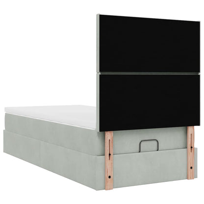 Osmanský Rám Postele S Matracemi 80X200Cm Samet Světle Šedá