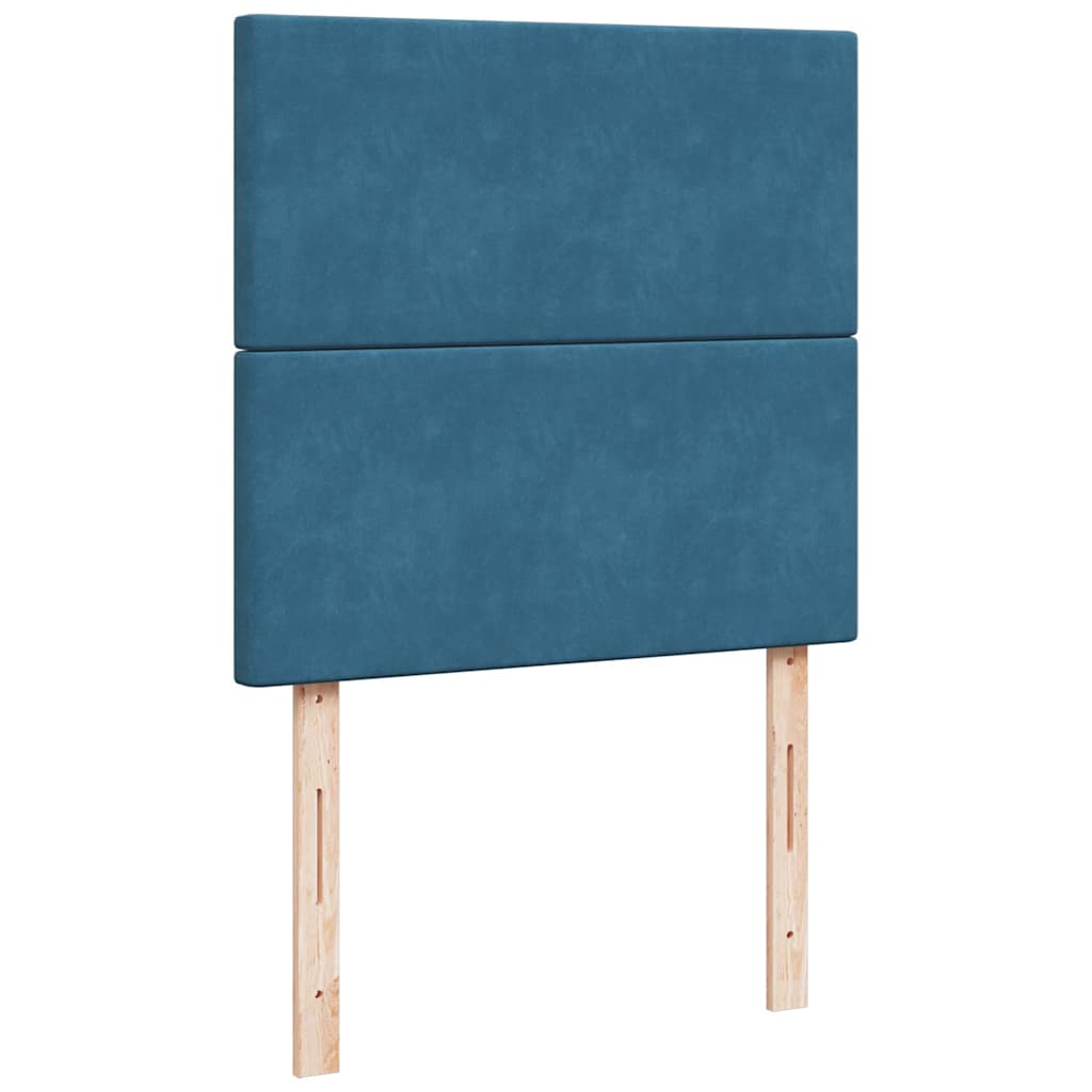 Osmanský Rám Postele S Matracemi Tmavě Modrá 90X200Cm Samet Tmavě Moddrá