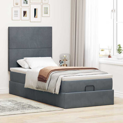 Osmanský Rám Postele S Matracemi 100X200Cm Samet Tmavě Šedá