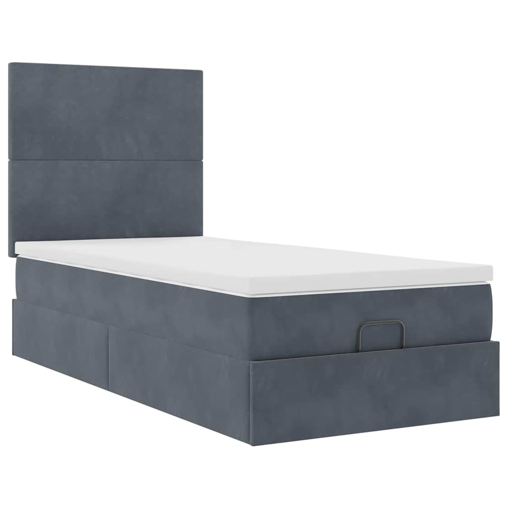 Osmanský Rám Postele S Matracemi 100X200Cm Samet Tmavě Šedá