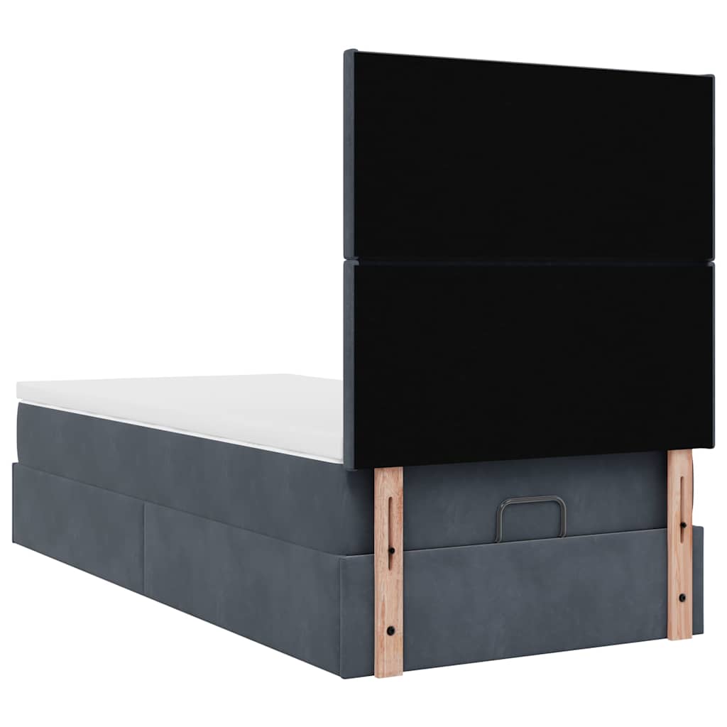 Osmanský Rám Postele S Matracemi 100X200Cm Samet Tmavě Šedá