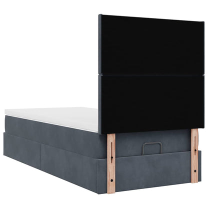 Osmanský Rám Postele S Matracemi 100X200Cm Samet Tmavě Šedá