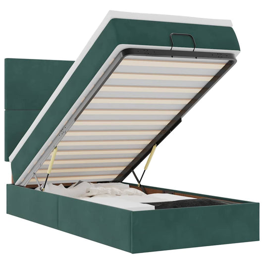 Osmanský Rám Postele S Matracemi Tmavě Zelené 100X200Cm Samet Tmavě Zelená