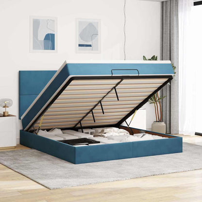 Osmanský Rám Postele S Matracemi Tmavě Modrá 90X200Cm Samet Tmavě Moddrá