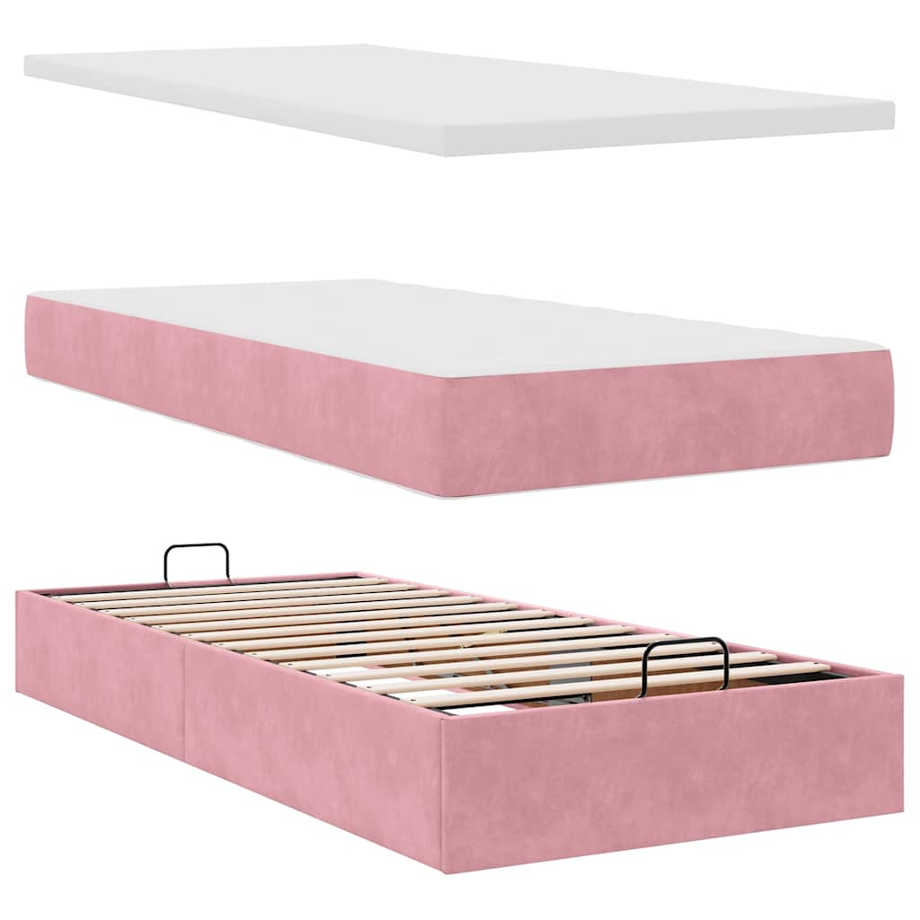 Osmanský Rám Postele S Matracemi 80X200Cm Samet Růžová