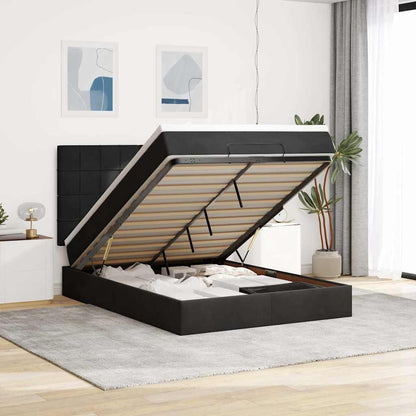 Osmanský Rám Postele S Matracemi Černá 80X200Cm Samet Černá