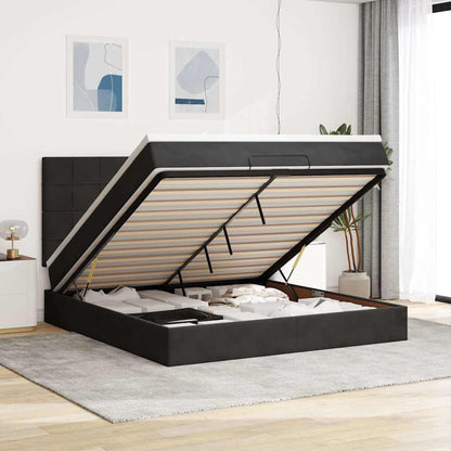 Osmanský Rám Postele S Matracemi Černá 80X200Cm Samet Černá