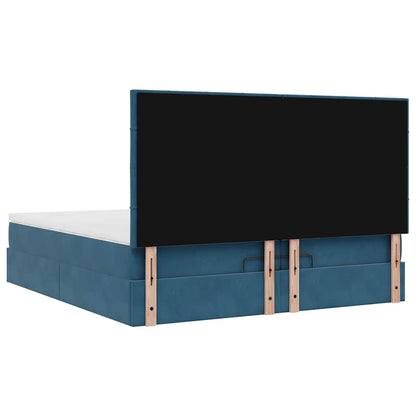 Osmanský Rám Postele S Matrací Tmavě Modrý 200X200Cm Samet