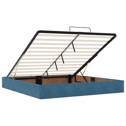 Osmanský Rám Postele S Matrací Tmavě Modrý 200X200Cm Samet