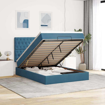 Osmanský Rám Postele S Matracemi Tmavě Modrá 90X200Cm Samet Tmavě Moddrá