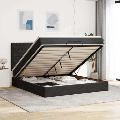 Osmanský Rám Postele S Matracemi Černá 80X200Cm Samet Černá