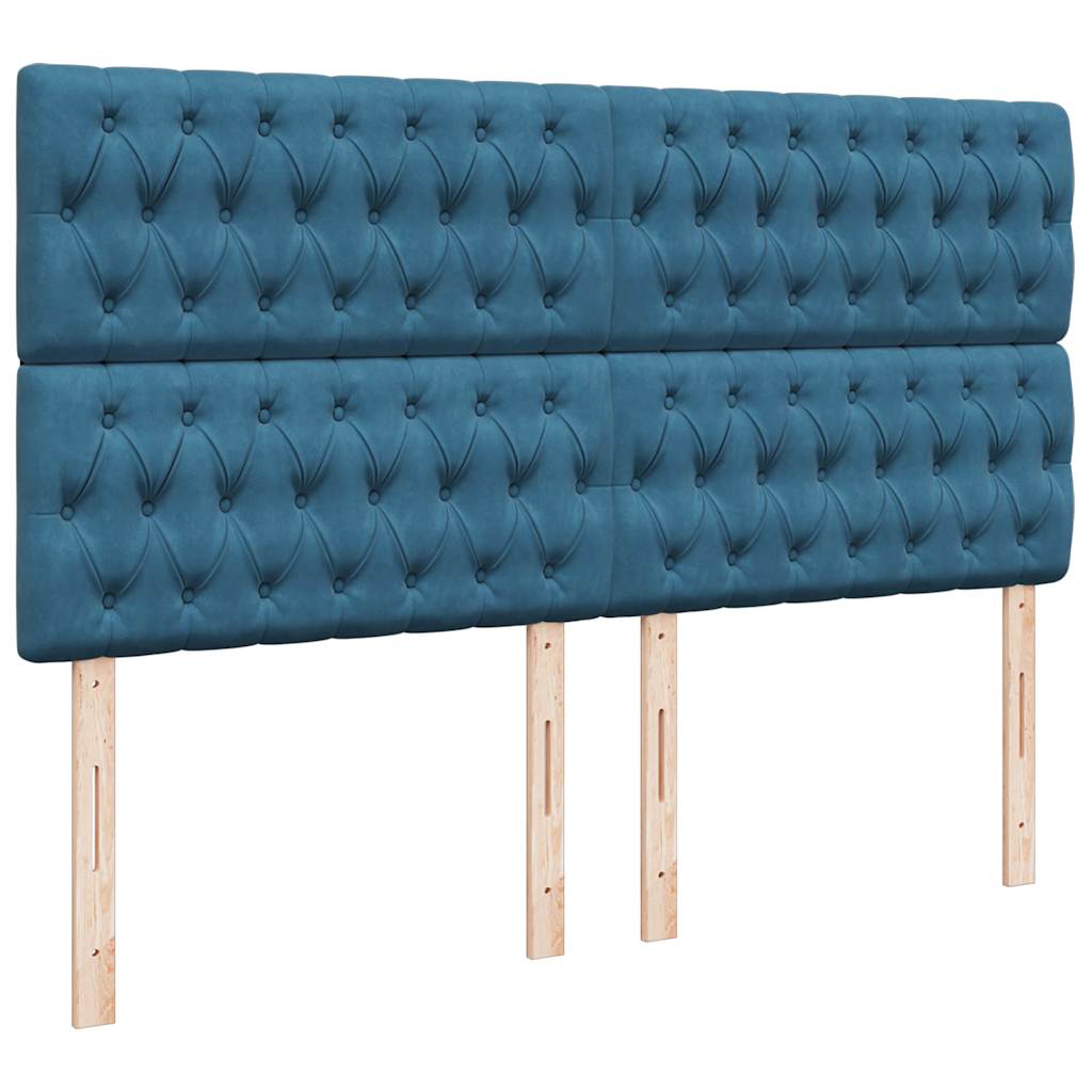 Osmanský Rám Postele S Matrací Tmavě Modrý 200X200Cm Samet