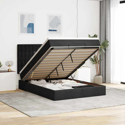 Osmanský Rám Postele S Matracemi Černá 80X200Cm Samet Černá