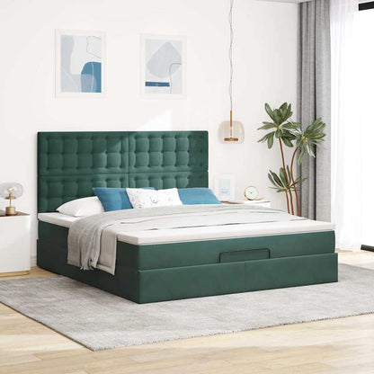 Osmanský Rám Postele S Matracíes Tmavě Šedá 160X200Cm Samet