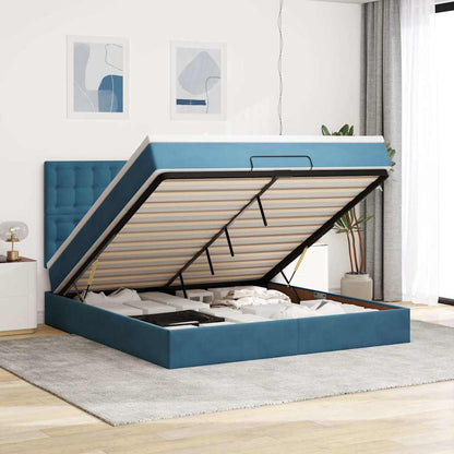 Osmanský Rám Postele S Matracemi Tmavě Modrá 90X200Cm Samet Tmavě Moddrá